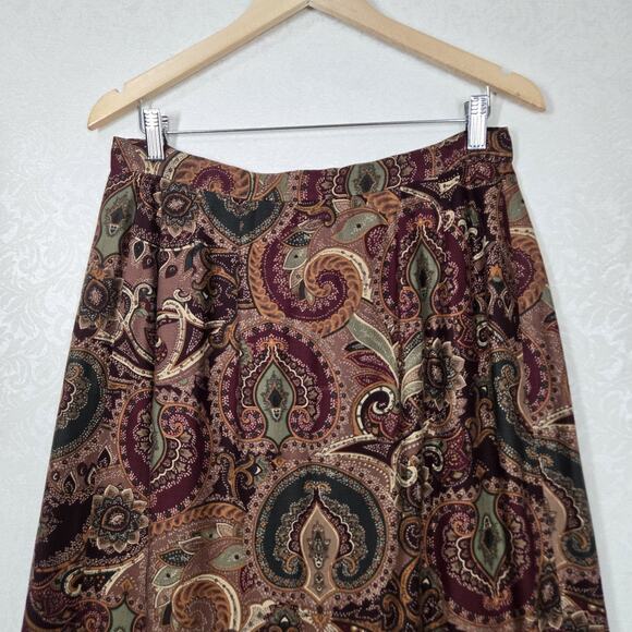 VTG Talbots Paisley Floral Midi Wrap Skirt sz L* Dark Academia Moody - Picture 8 of 14